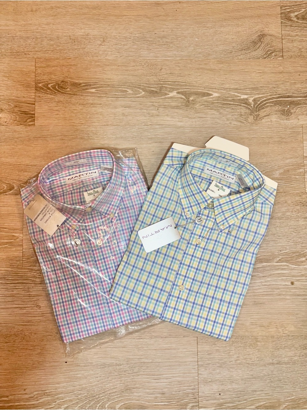 Martin Men's Blue and Yellow Plaid Button-Down Casual Shirt